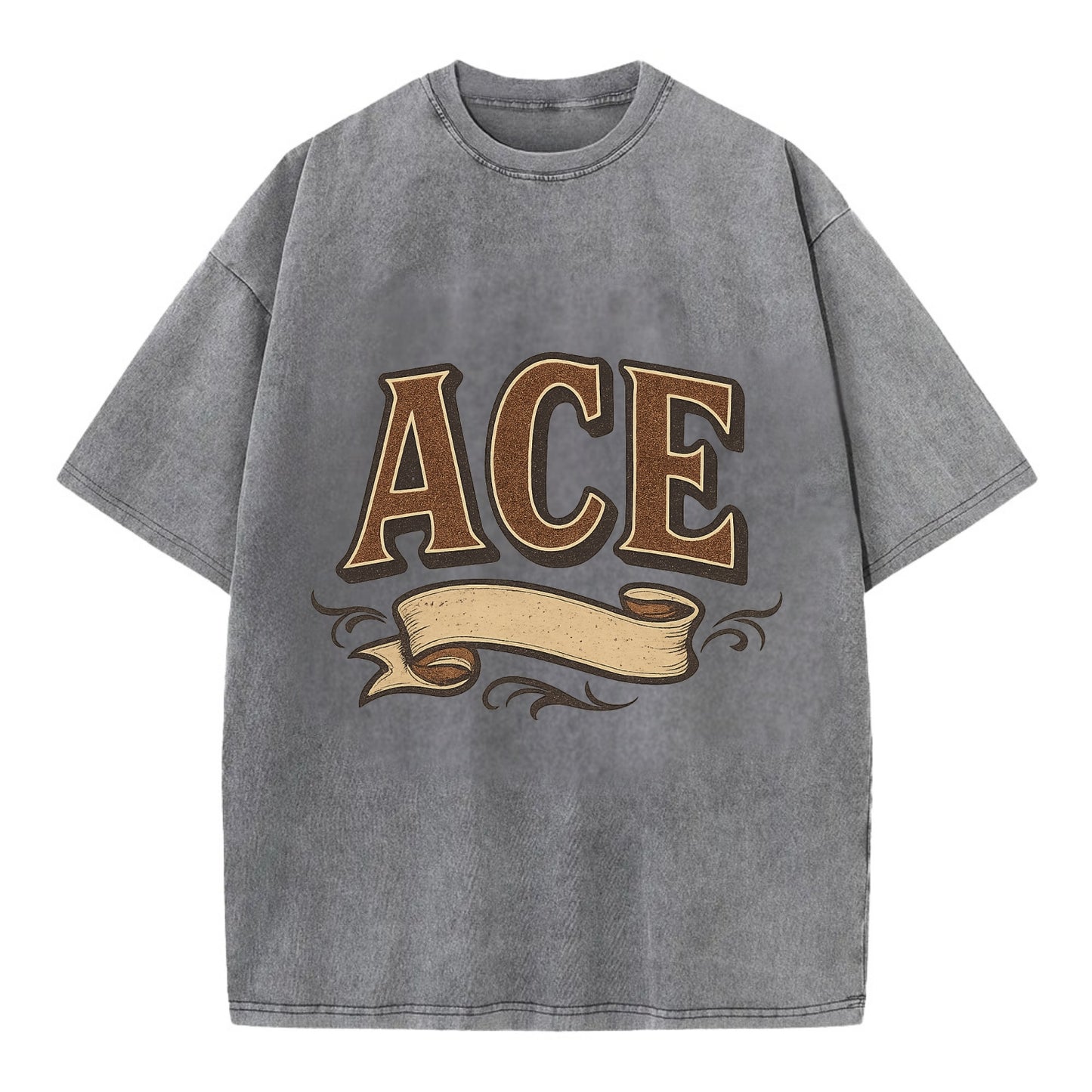Bold typography design - "ACE" - expert, the best at something - Vintage T-shirt - Grey