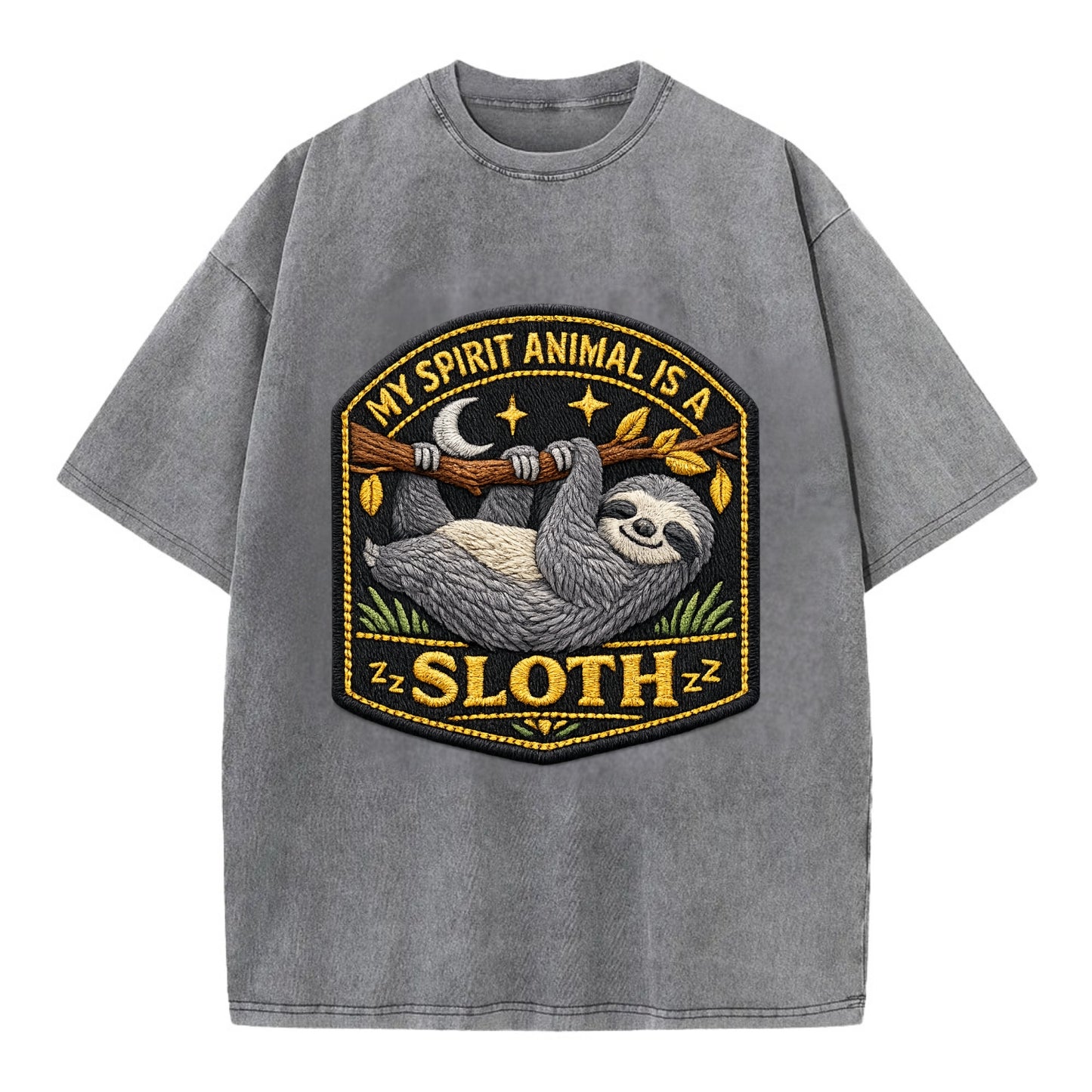 MY SPIRIT ANIMAL IS A SLOTH - lazy sloth in gray , slow life - Vintage T-shirt - Grey