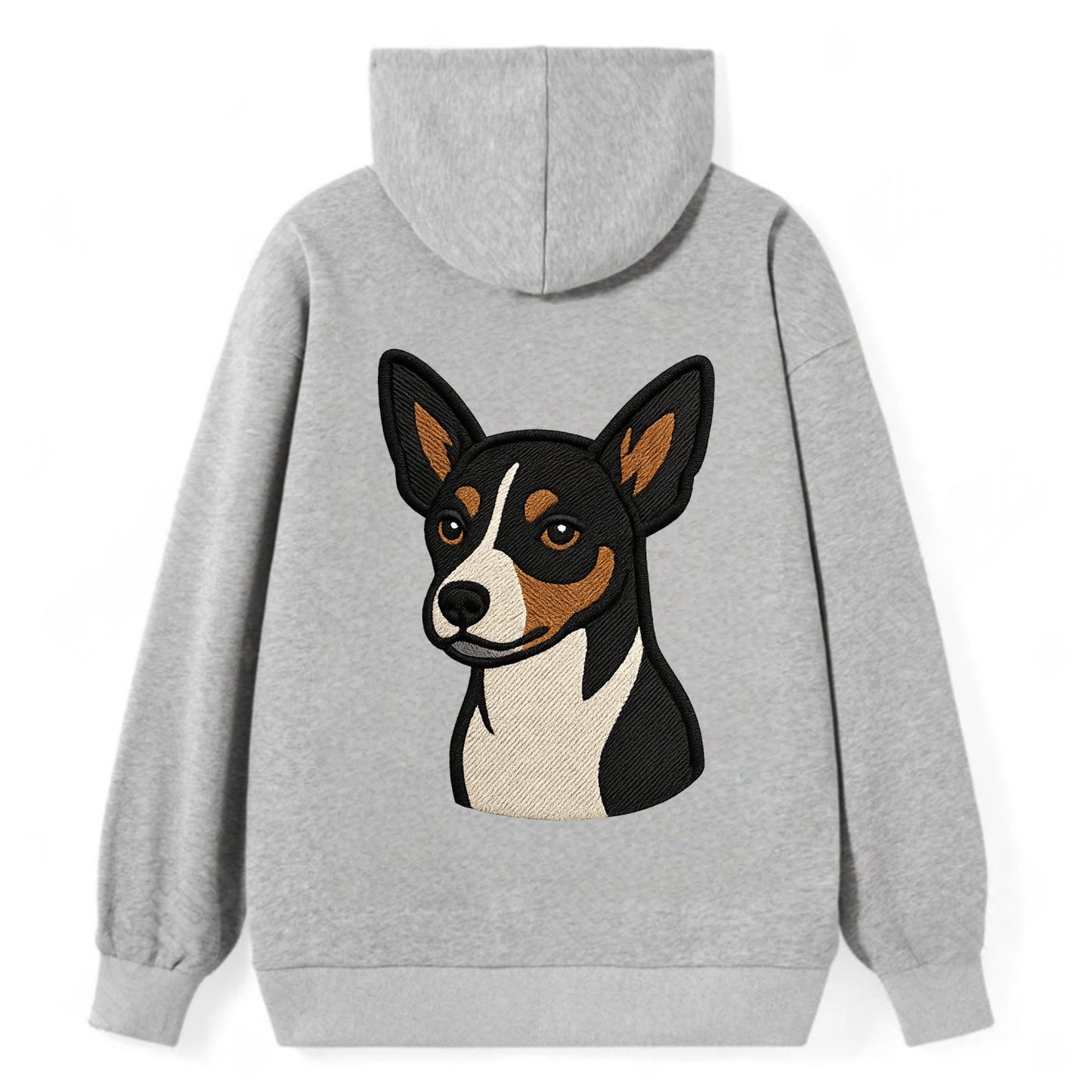 Rat Terrier - Tri-color embroidered pose - Classic Pullover Hoodie - Grey