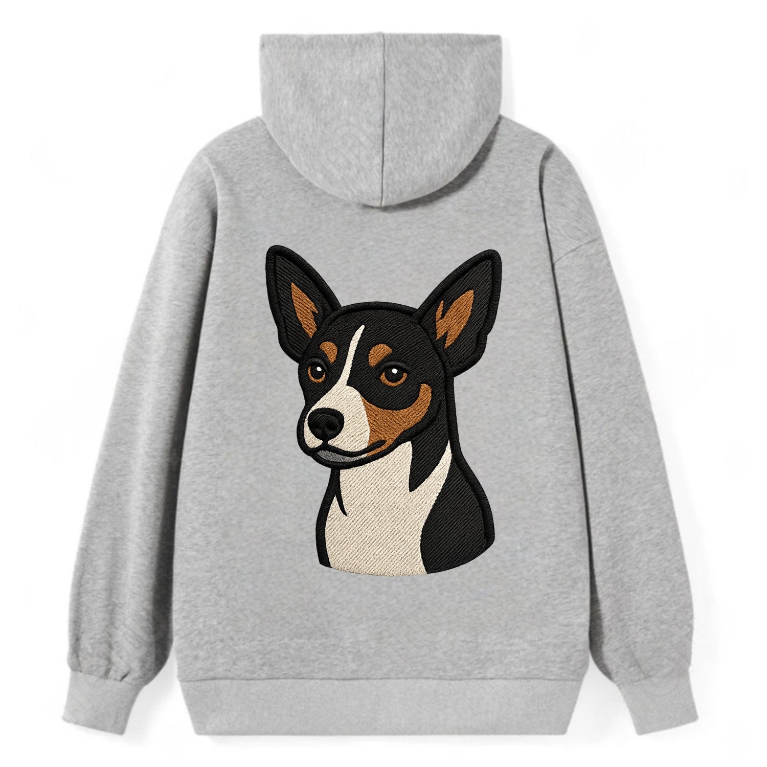 Rat Terrier - Tri-color embroidered pose - Classic Pullover Hoodie - Grey
