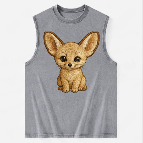 Baby Fennec Fox - huge ears, cream fur, large dark eyes, front-facing, desert - Vintage Washed Tank