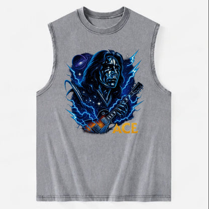 Cosmic Chrome Portrait - Vintage Washed Tank - Grey