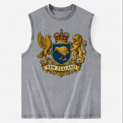New Zealand Heritage Badge  - Vintage Washed Tank - Grey