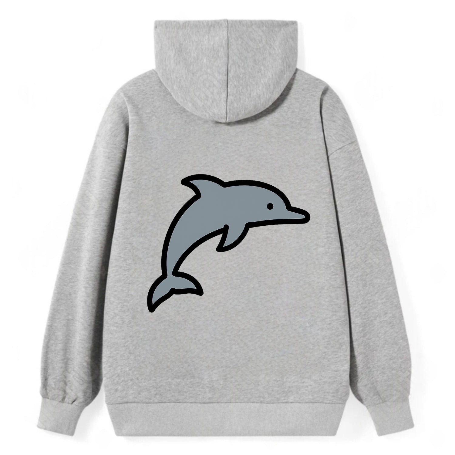 Bottlenose Dolphin - Gray jumping pose flat side profile - Classic Pullover Hoodie - Grey