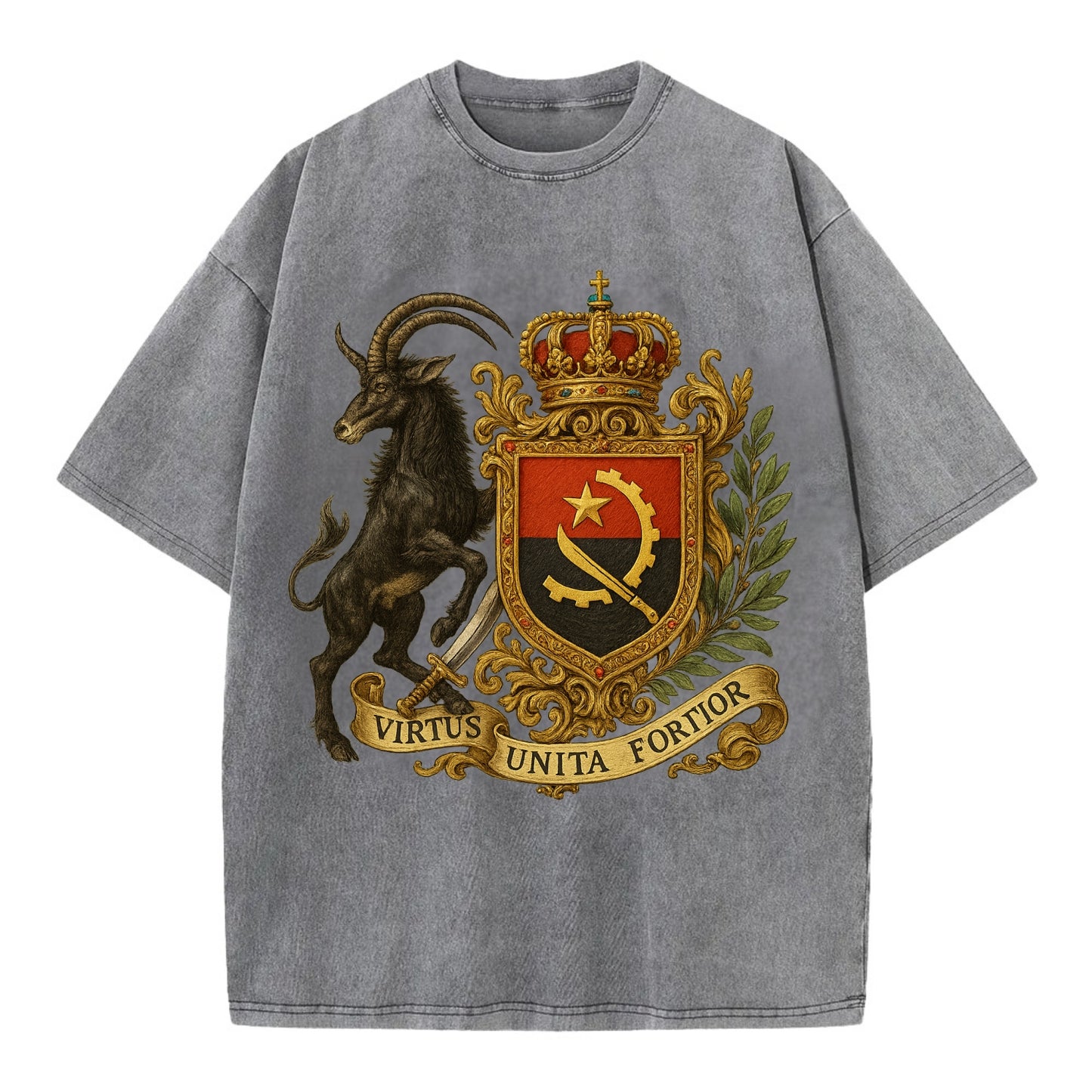 Angola Giant Sable Emblem  - Vintage T-shirt - Grey