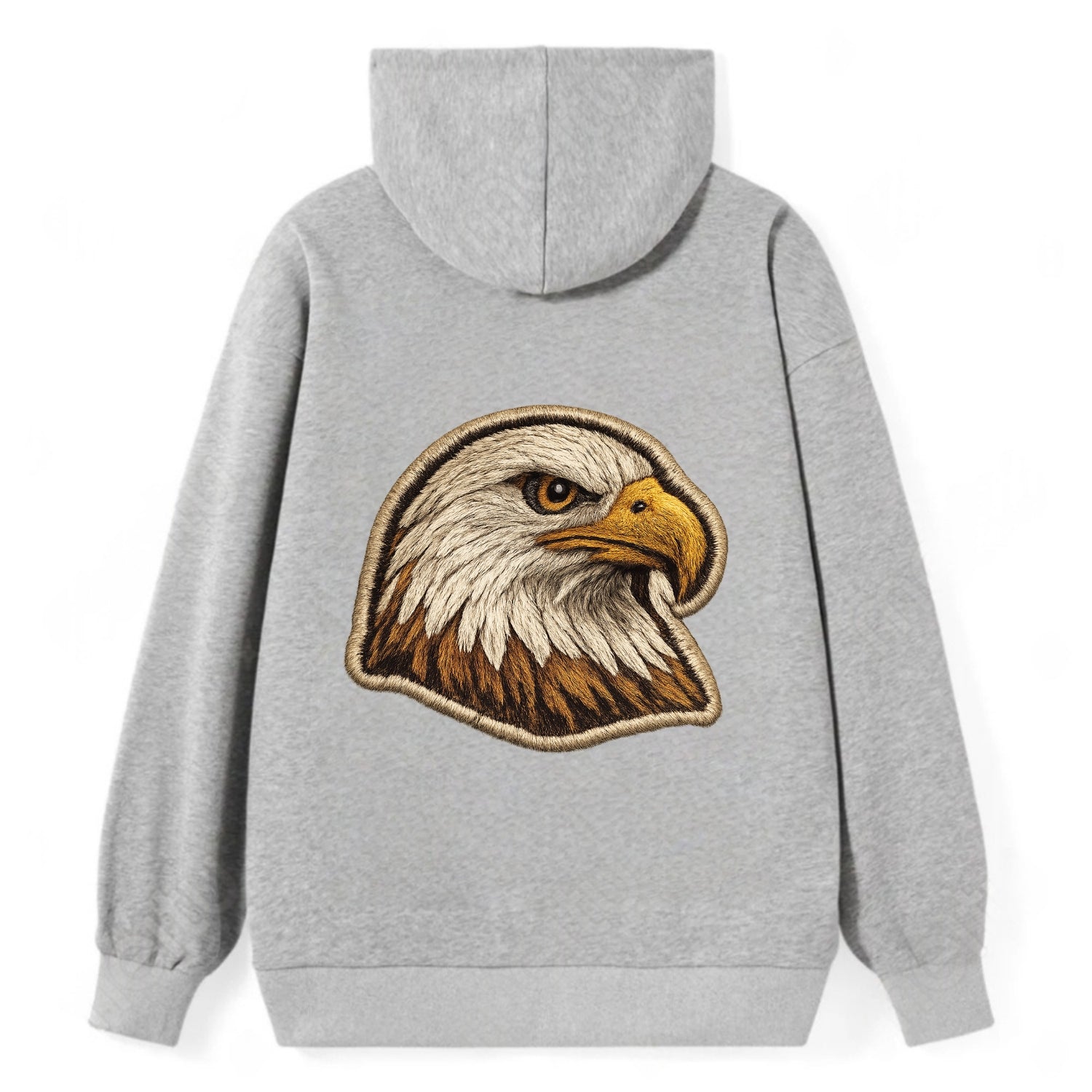 EAGLE HEAD PROFILE - majestic bald eagle in brown, white and gold , - Classic Pullover Hoodie - Grey