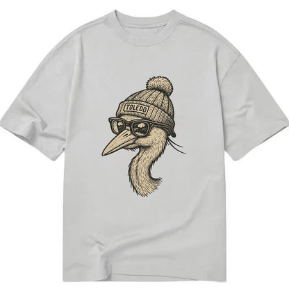 Toledo Great Blue Heron wearing Toledo beanie with pom pom and wayfarer sunglasses - Classic T-shirt - Grey
