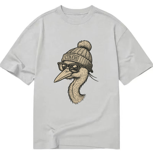 Toledo Great Blue Heron wearing Toledo beanie with pom pom and wayfarer sunglasses - Classic T-shirt