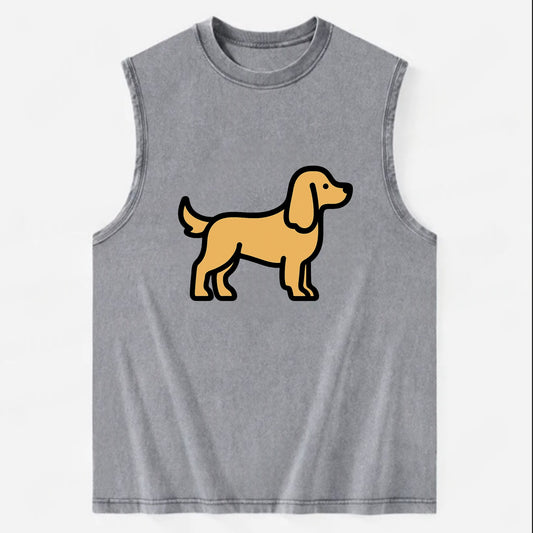 Cocker Spaniel - Golden colored flat side profile - Vintage Washed Tank - Grey