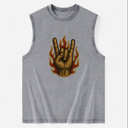 Devil Horns  - Vintage Washed Tank - Grey