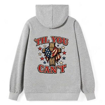 Til You Cant - Flag Cross - Classic Pullover Hoodie - Grey