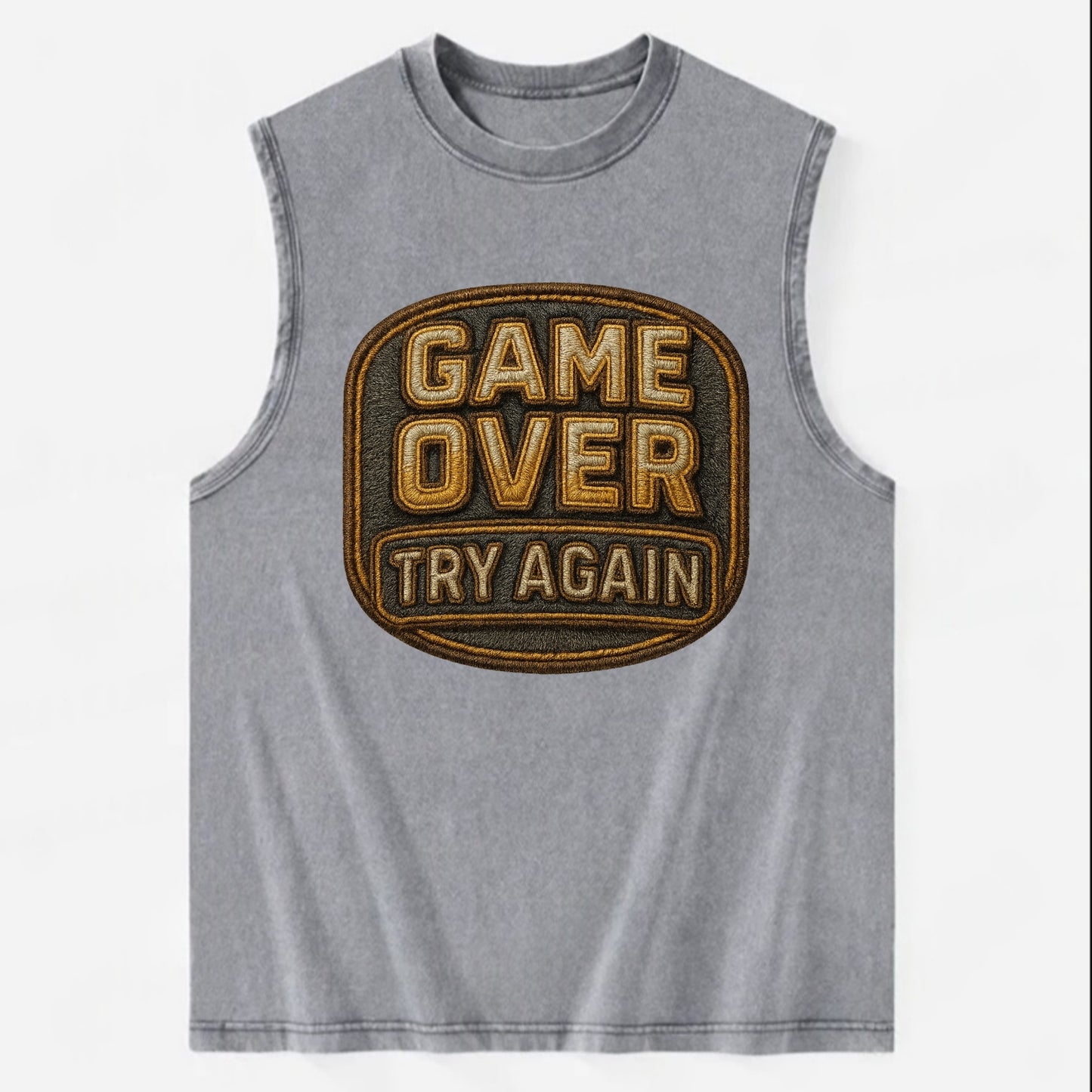 Game Over Try Again  - Vintage Washed Tank - Grey