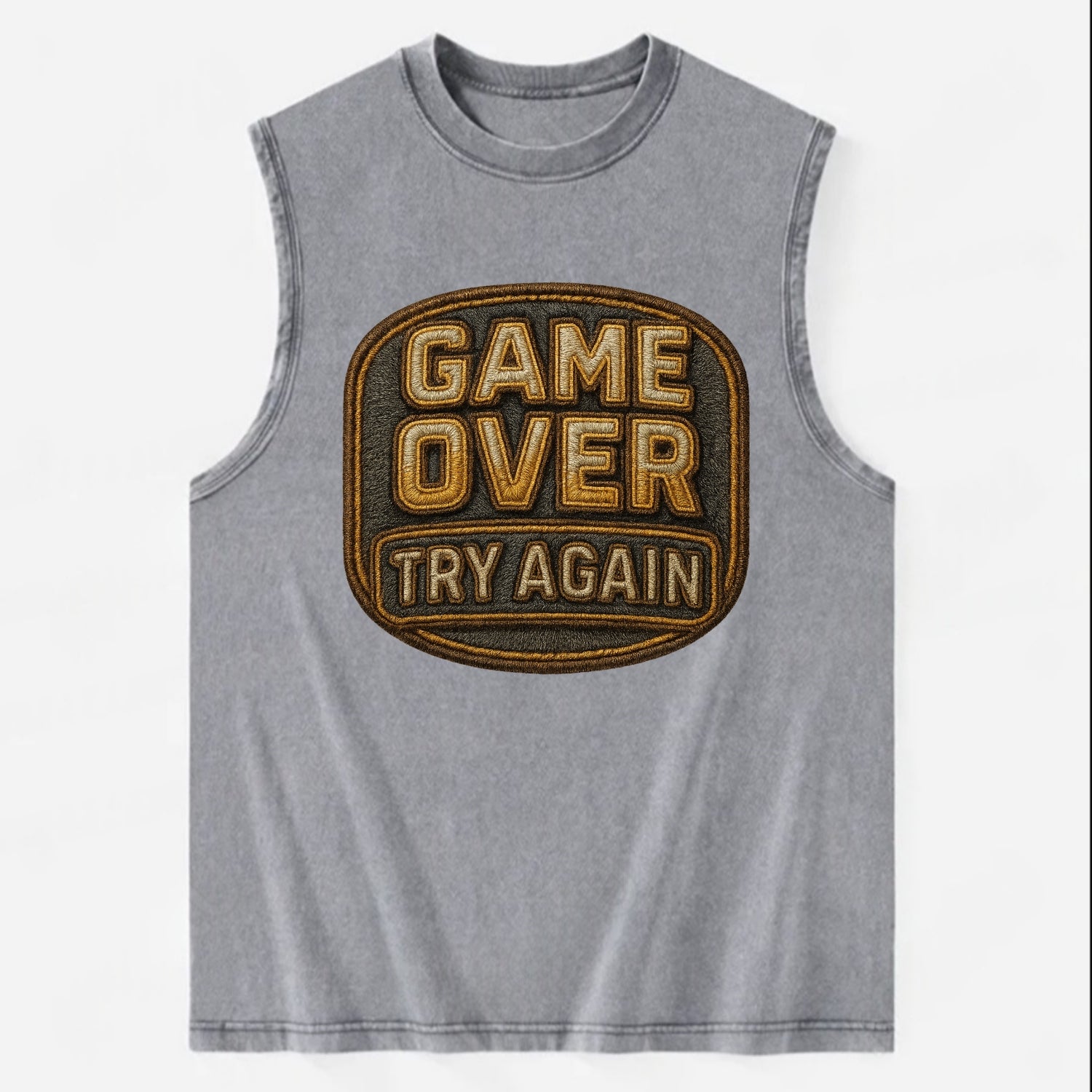 Game Over Try Again  - Vintage Washed Tank - Grey