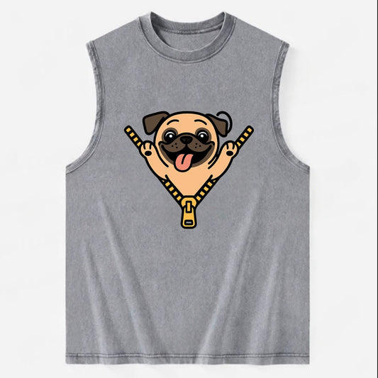 Pug - Vintage Washed Tank - Grey