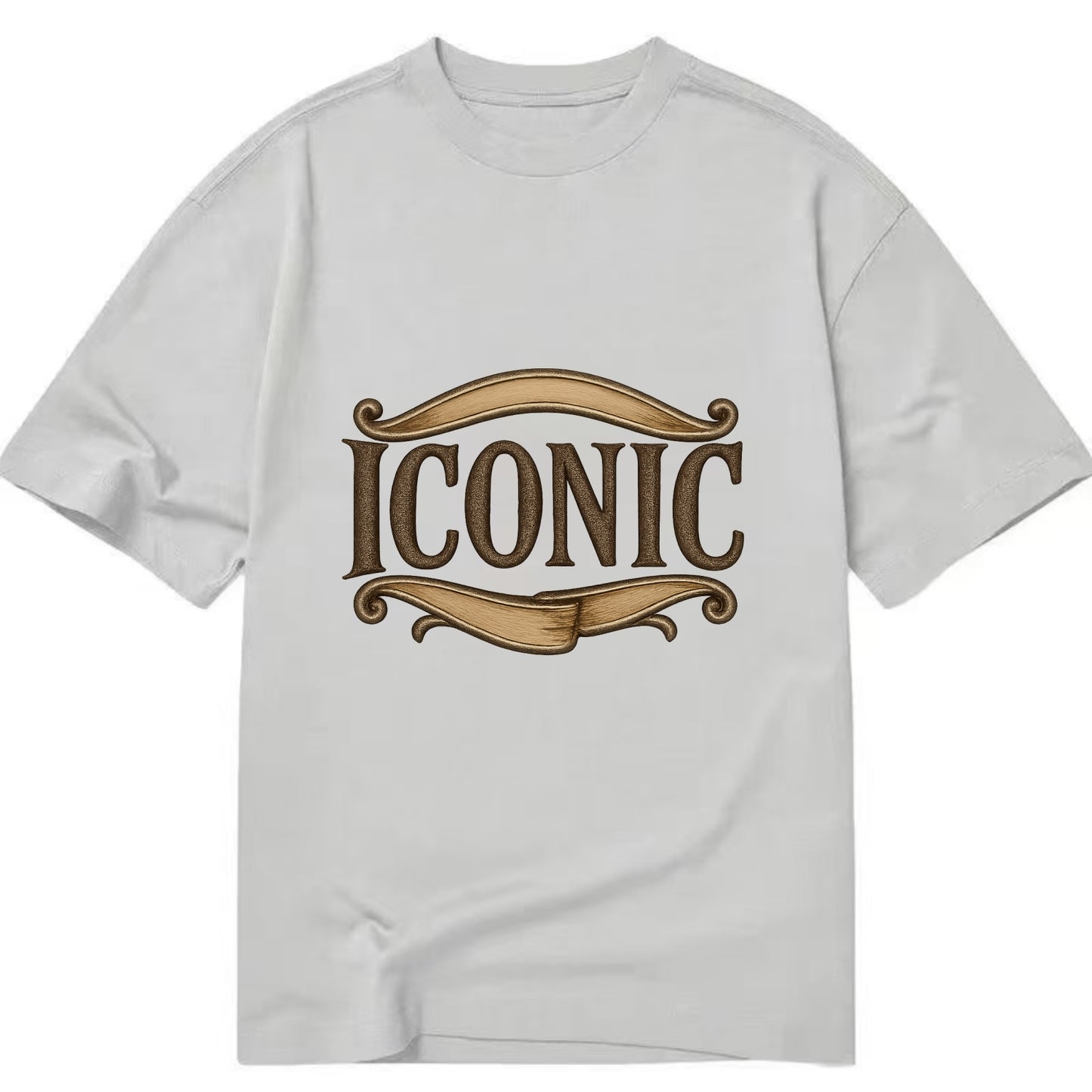 Bold typography design - "ICONIC" - instantly recognizable, trendsetter - Classic T-shirt - Grey