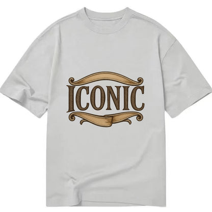 Bold typography design - "ICONIC" - instantly recognizable, trendsetter - Classic T-shirt - Grey