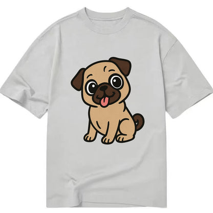 Pug - Tilted head with tongue out - Classic T-shirt - Grey