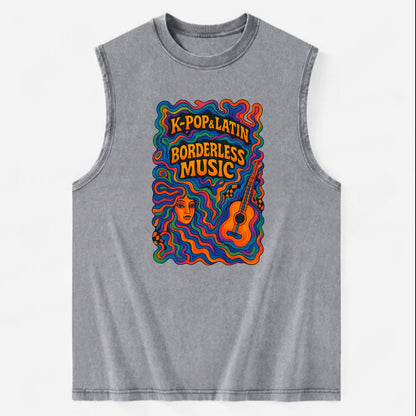 K-Pop and Latin fusion explosion - "Borderless Music" - cross-cultural sounds - Vintage Washed Tank - Grey