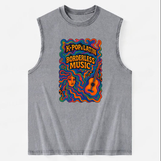 K-Pop and Latin fusion explosion - "Borderless Music" - cross-cultural sounds - Vintage Washed Tank - Grey