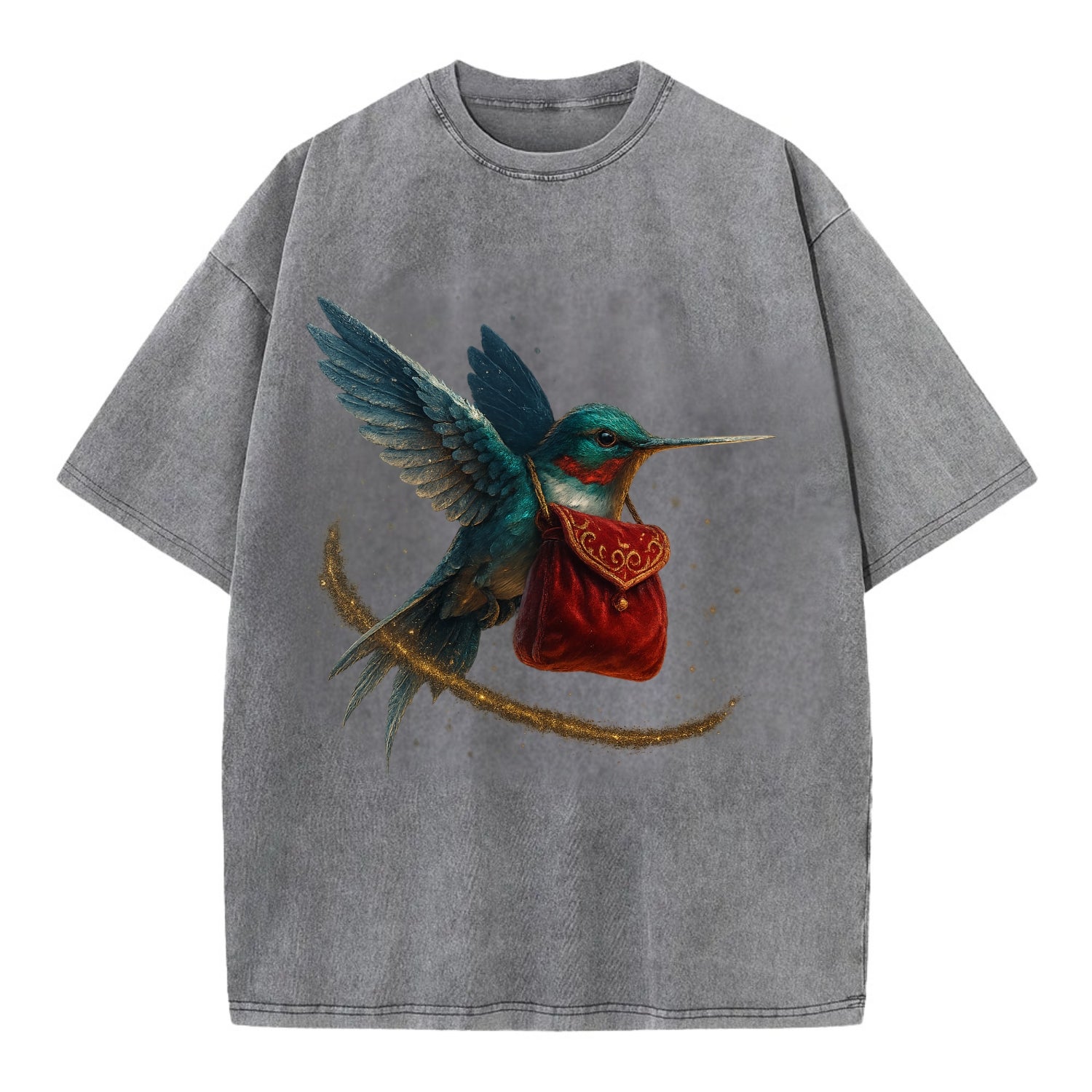 Frostbite Hummingbird Courier  - Vintage T-shirt - Grey