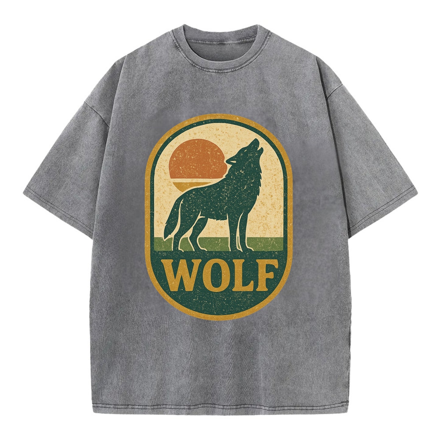 Carbon Fiber Wolf  - Vintage T-shirt - Grey