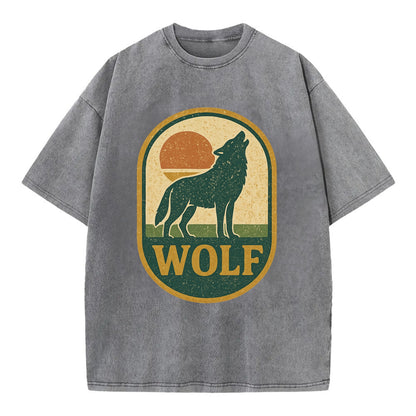 Carbon Fiber Wolf  - Vintage T-shirt - Grey