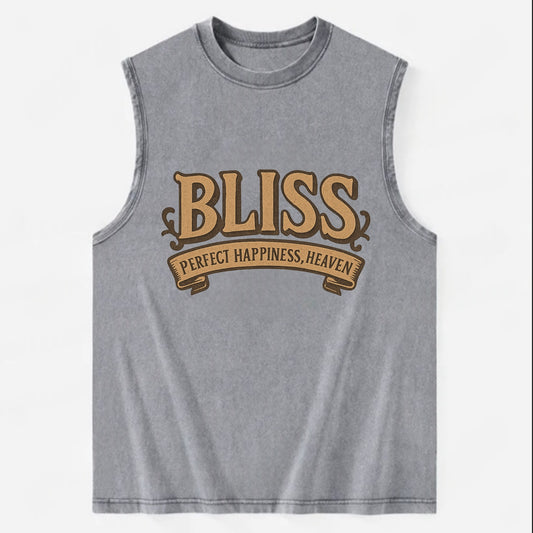 Bold typography design - "BLISS" - perfect happiness, heaven - Vintage Washed Tank - Grey