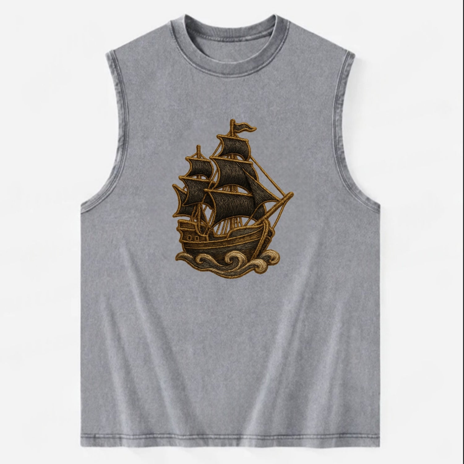 Pirate Ship  - Vintage Washed Tank - Grey