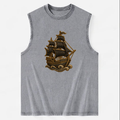 Pirate Ship  - Vintage Washed Tank - Grey