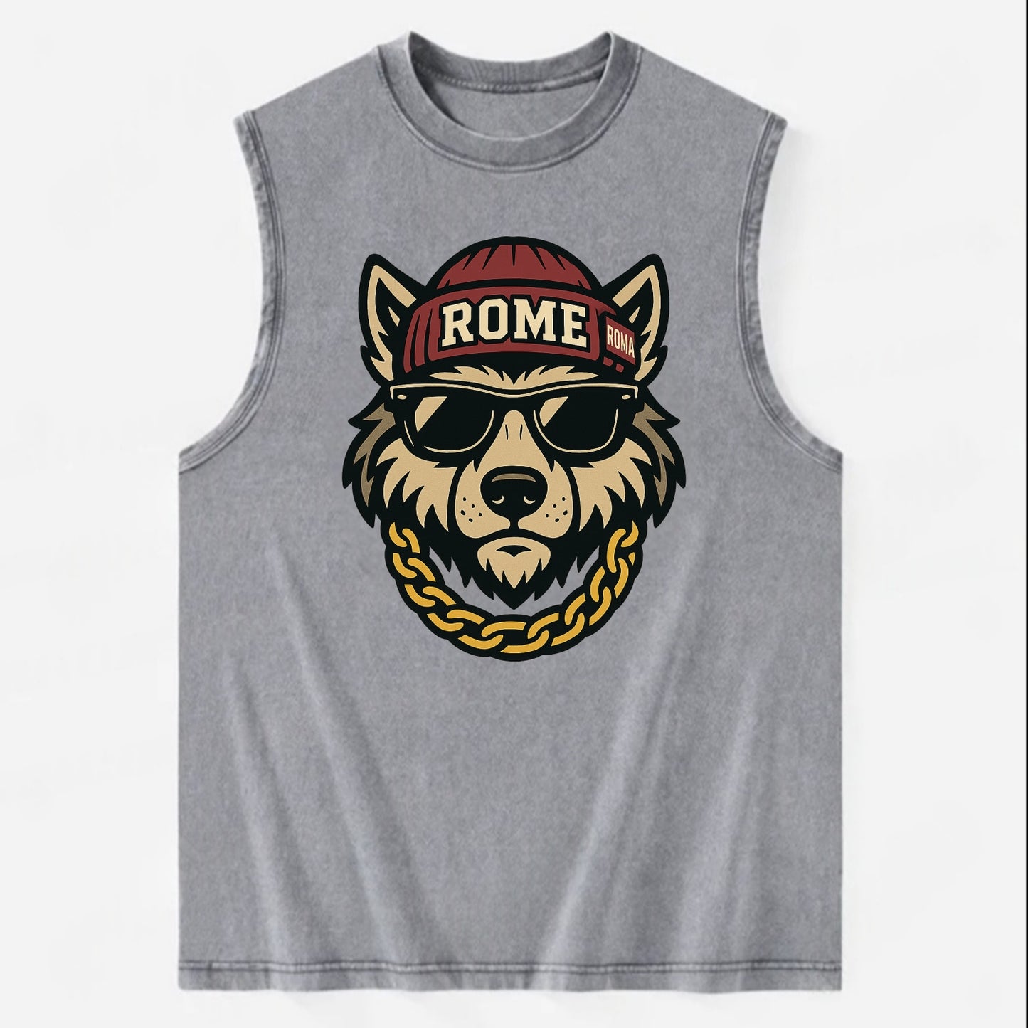Rome Wolf - Vintage Washed Tank - Grey