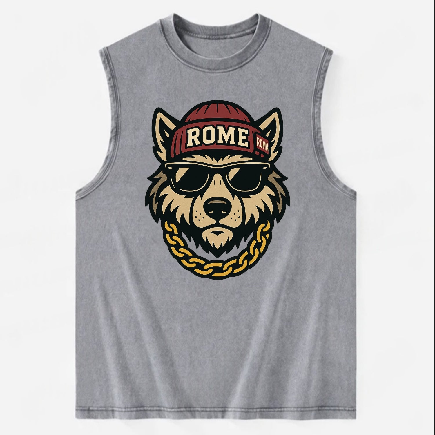 Rome Wolf - Vintage Washed Tank - Grey