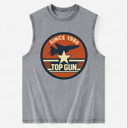 Top Gun Since 1986 - Vintage Washed Tank - Grey