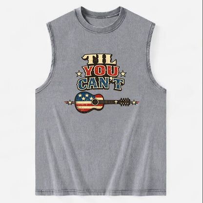 Til You Cant - Flag Guitar - Vintage Washed Tank - Grey