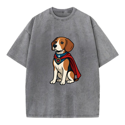 Beagle Patriotic Hero  - Vintage T-shirt - Grey