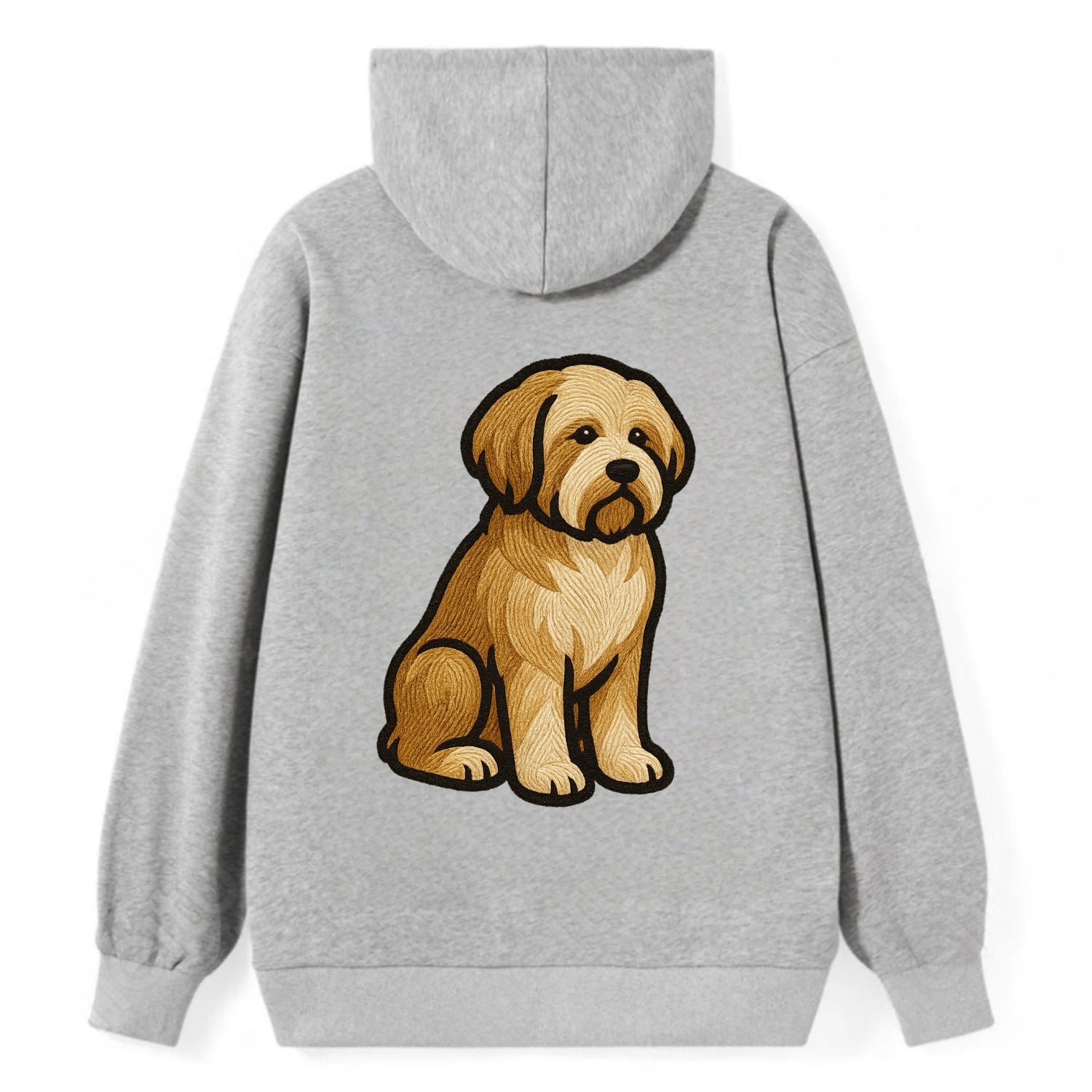 Tibetan Terrier - Gold and white embroidered sitting pose - Classic Pullover Hoodie - Grey