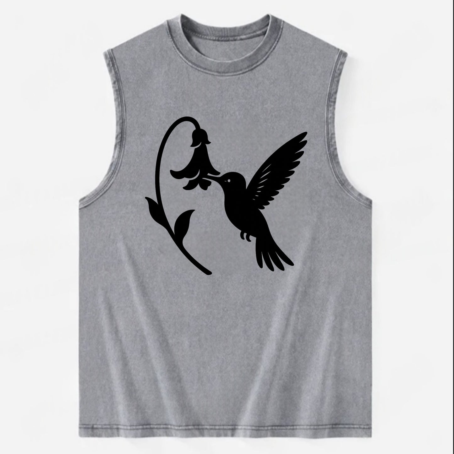 Hummingbird hovering at flower - Vintage Washed Tank - Grey