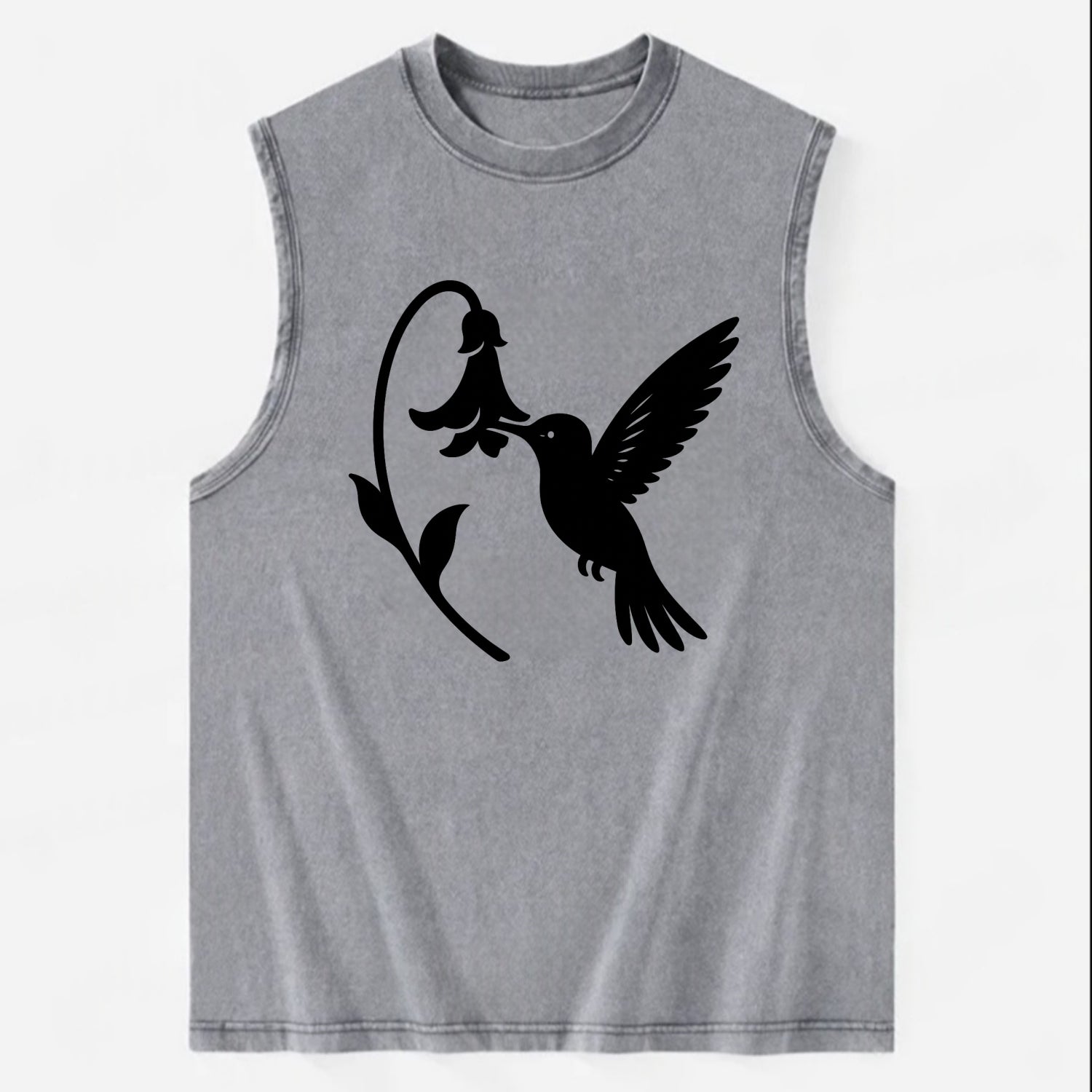 Hummingbird hovering at flower - Vintage Washed Tank - Grey