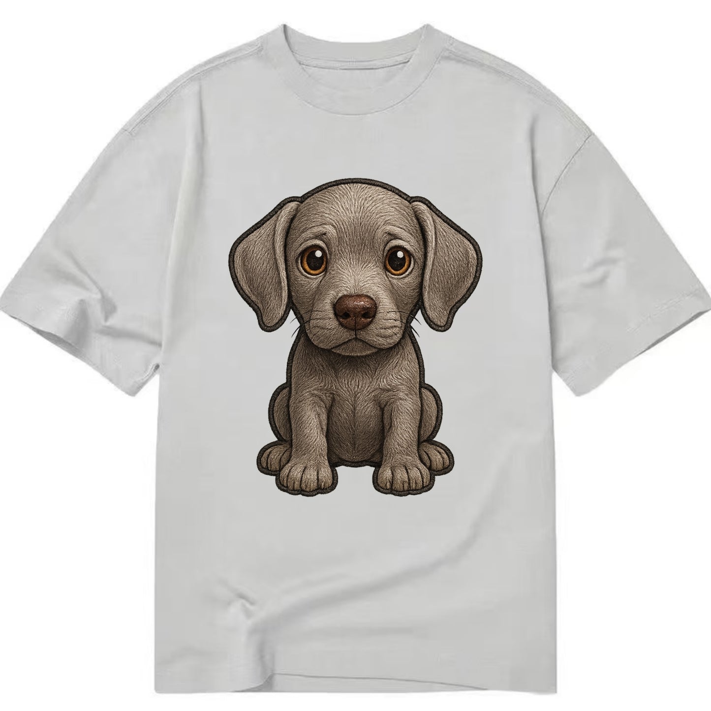 Baby Weimaraner Puppy - silver-gray coat, amber eyes, sleek body, front-facing, - Classic T-shirt - Grey