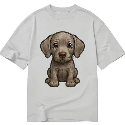Baby Weimaraner Puppy - silver-gray coat, amber eyes, sleek body, front-facing, - Classic T-shirt - Grey