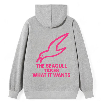 THE SEAGULL TAKES WHAT IT WANTS | Aggressive seagull diving down - Classic Pullover Hoodie - Grey