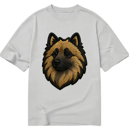 Keeshond - Contemporary spitz logo with - Classic T-shirt - Grey