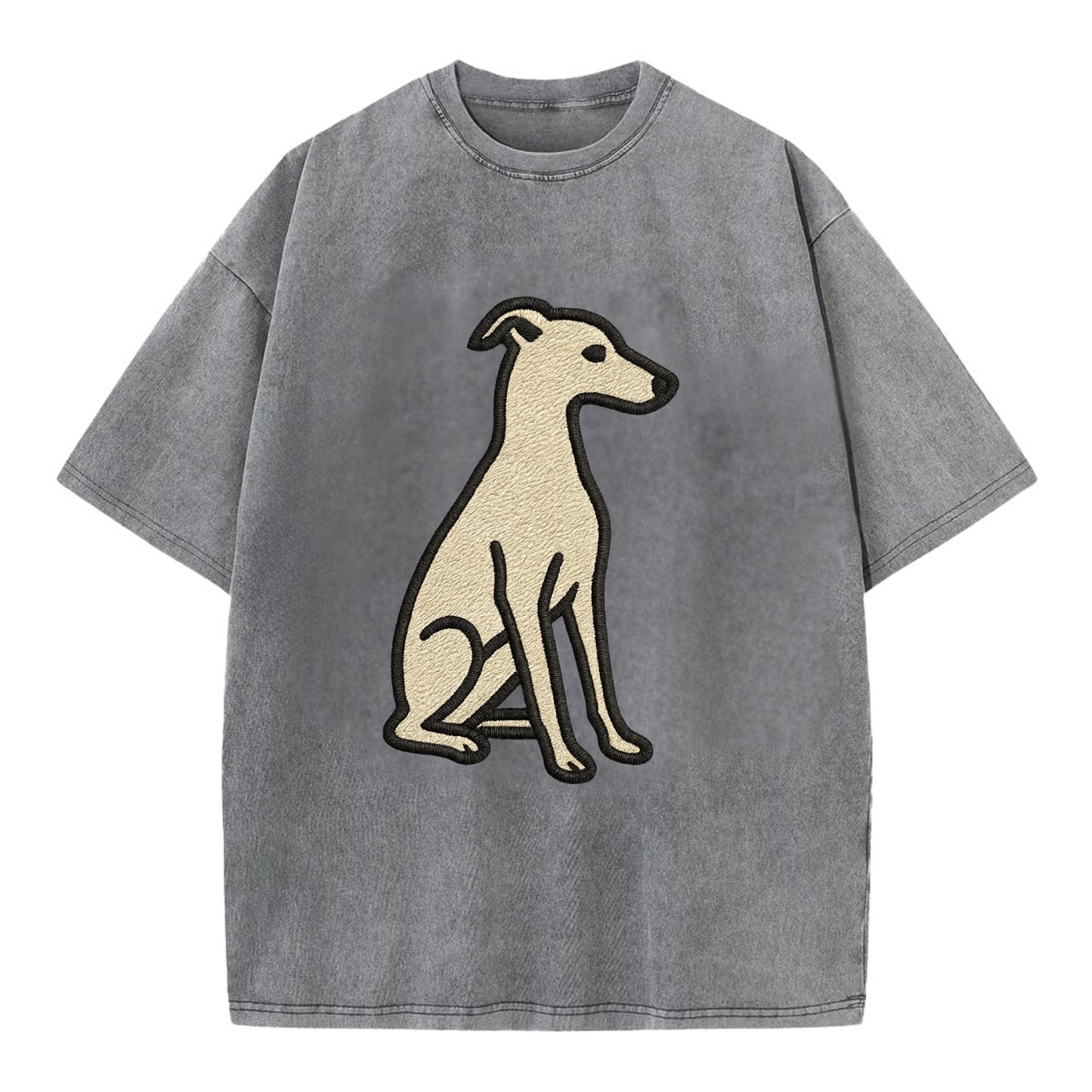Italian Greyhound - Gray sitting pose - Vintage T-shirt - Grey