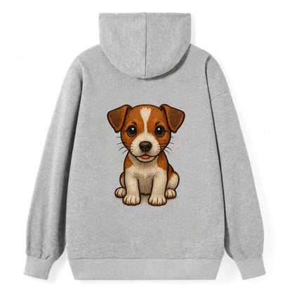 Baby Jack Russell Terrier Puppy - white with markings, alert ears, - Classic Pullover Hoodie - Grey