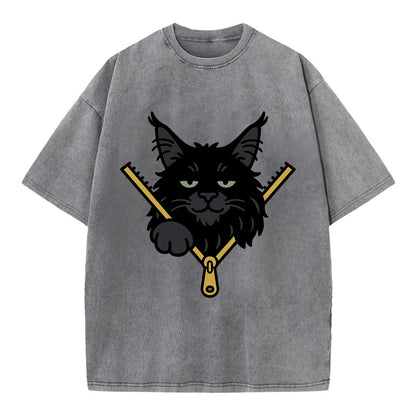 Black Maine Coon - Vintage T-shirt - Grey