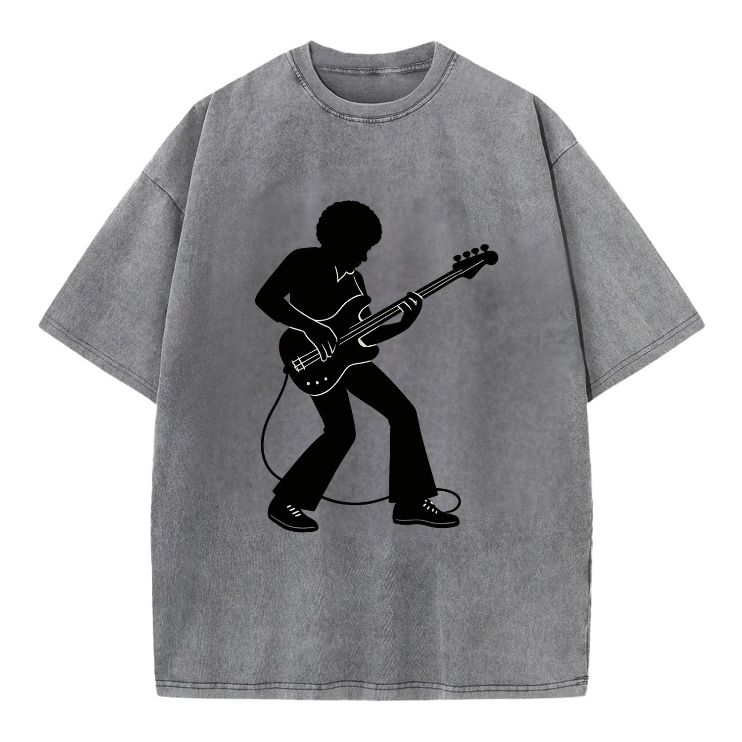 Bass guitarist slap technique - Vintage T-shirt - Grey
