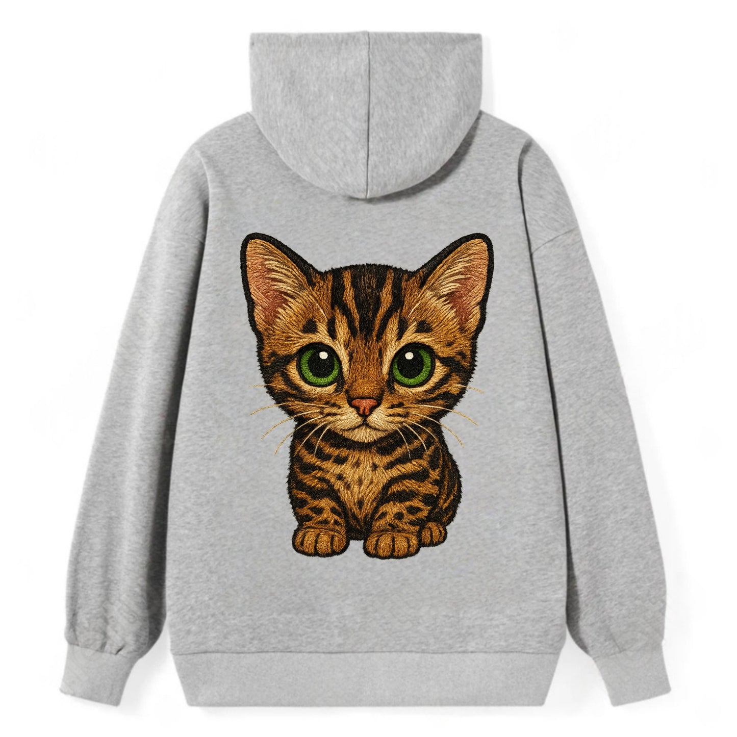 Baby Bengal Kitten - spotted/marbled wild coat, green eyes, athletic - Classic Pullover Hoodie - Grey