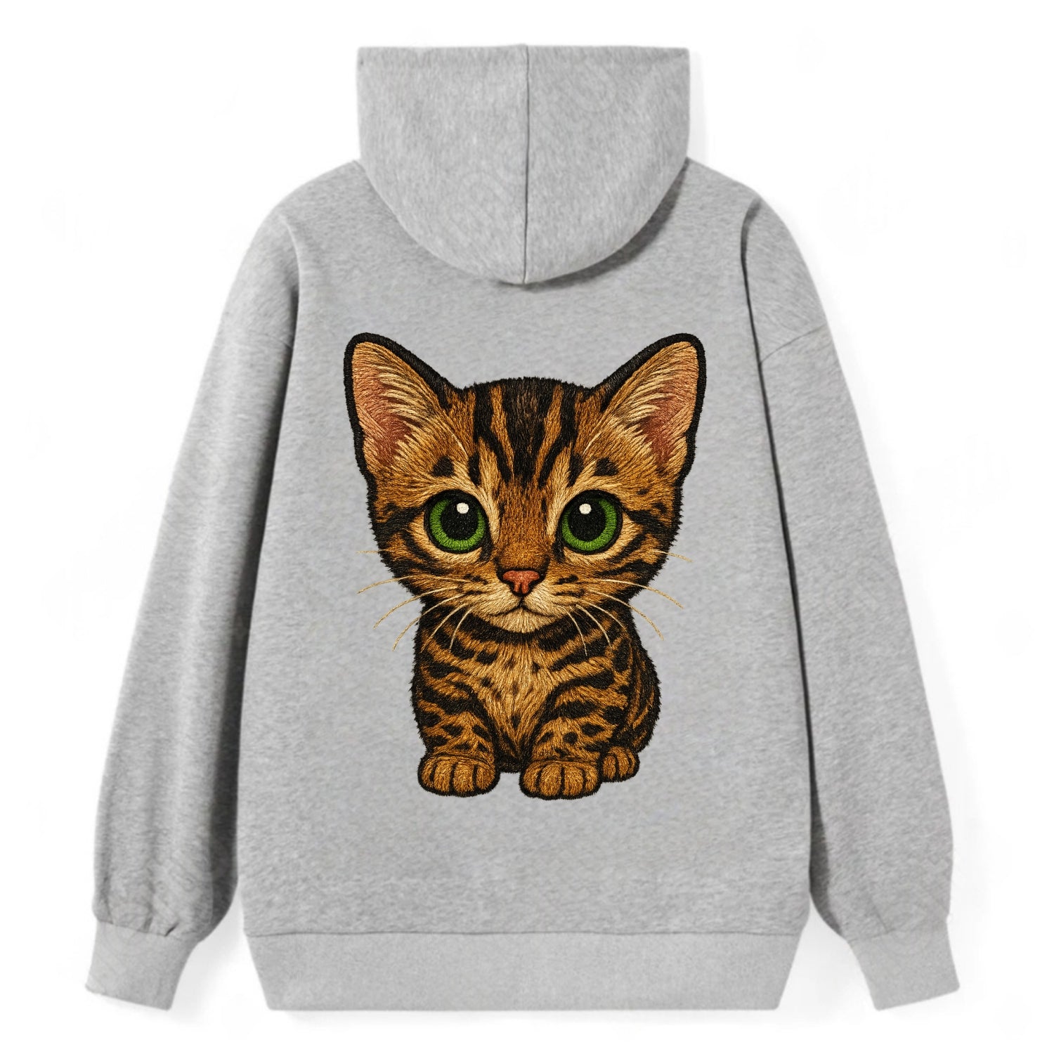 Baby Bengal Kitten - spotted/marbled wild coat, green eyes, athletic - Classic Pullover Hoodie - Grey