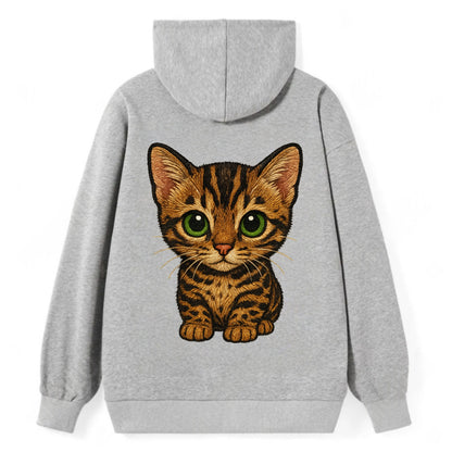 Baby Bengal Kitten - spotted/marbled wild coat, green eyes, athletic - Classic Pullover Hoodie - Grey