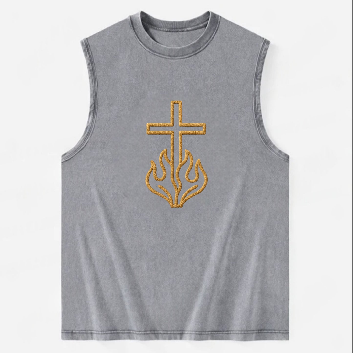 Burning Bush Cross  - Vintage Washed Tank - Grey