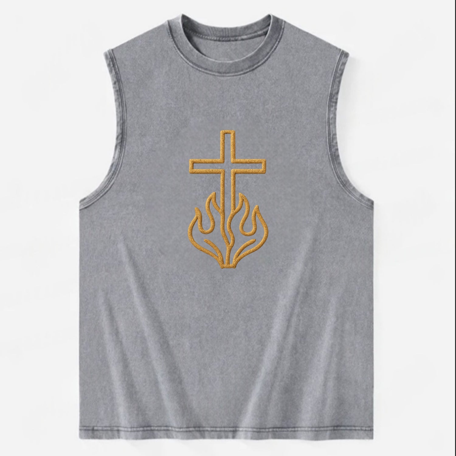 Burning Bush Cross  - Vintage Washed Tank - Grey